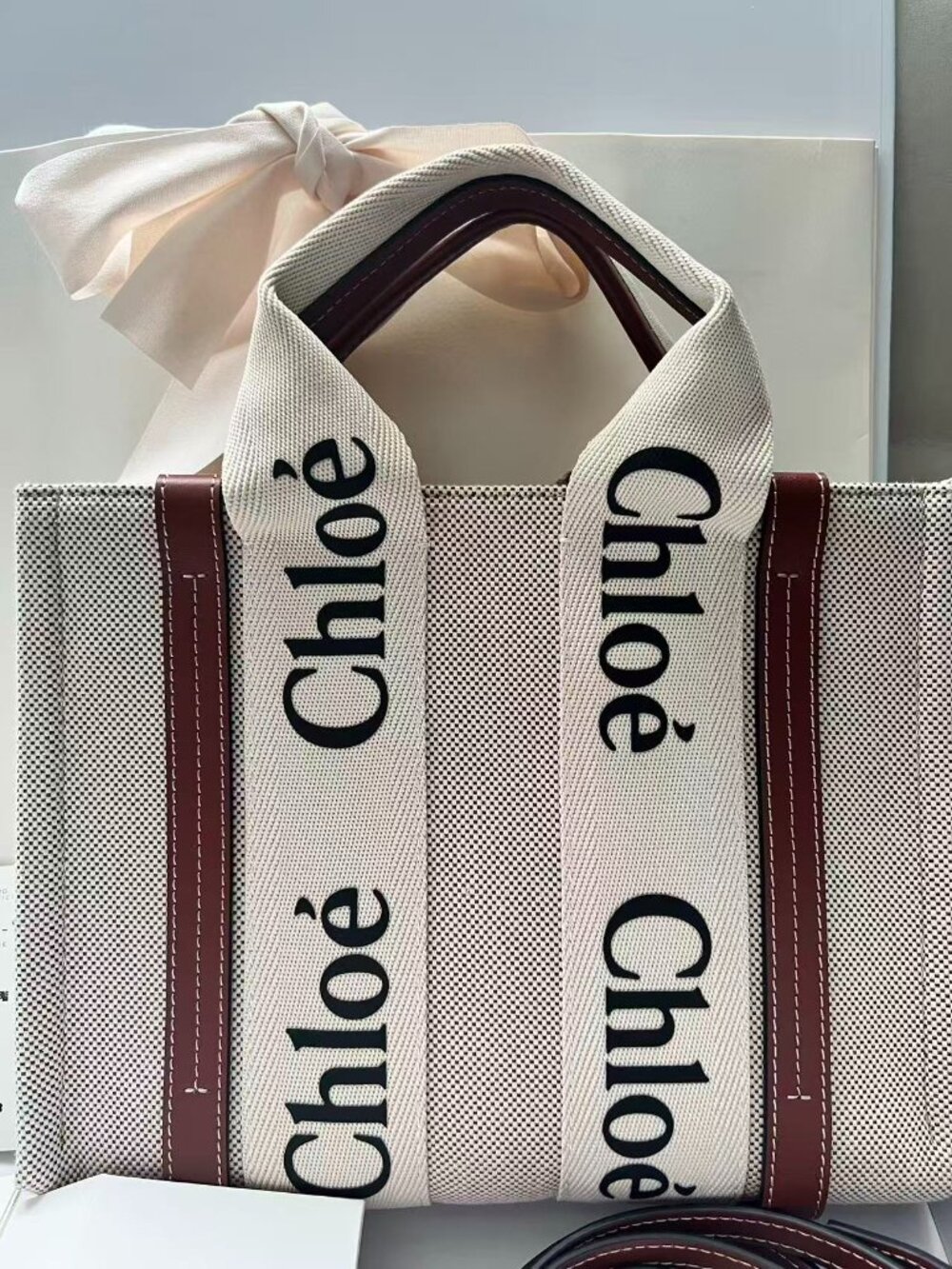 Chloé Woody Small Tote Canvas Logo Bag